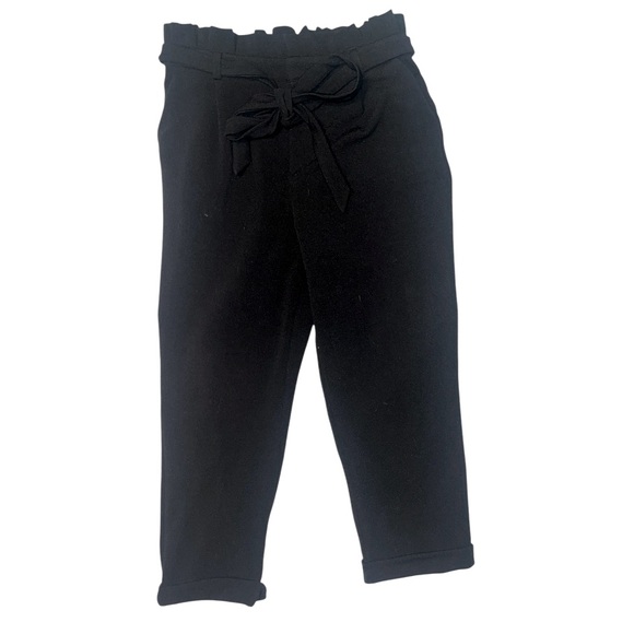 No Boundaries Black Tie Front Pants Clasp Closure Elastic Waist Rolled Hem Sz M - Picture 1 of 6